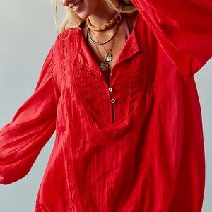Free People Women's Vibrant Red Blouse